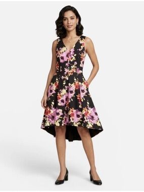 White House Black Market Floral High Low Party Dress 8